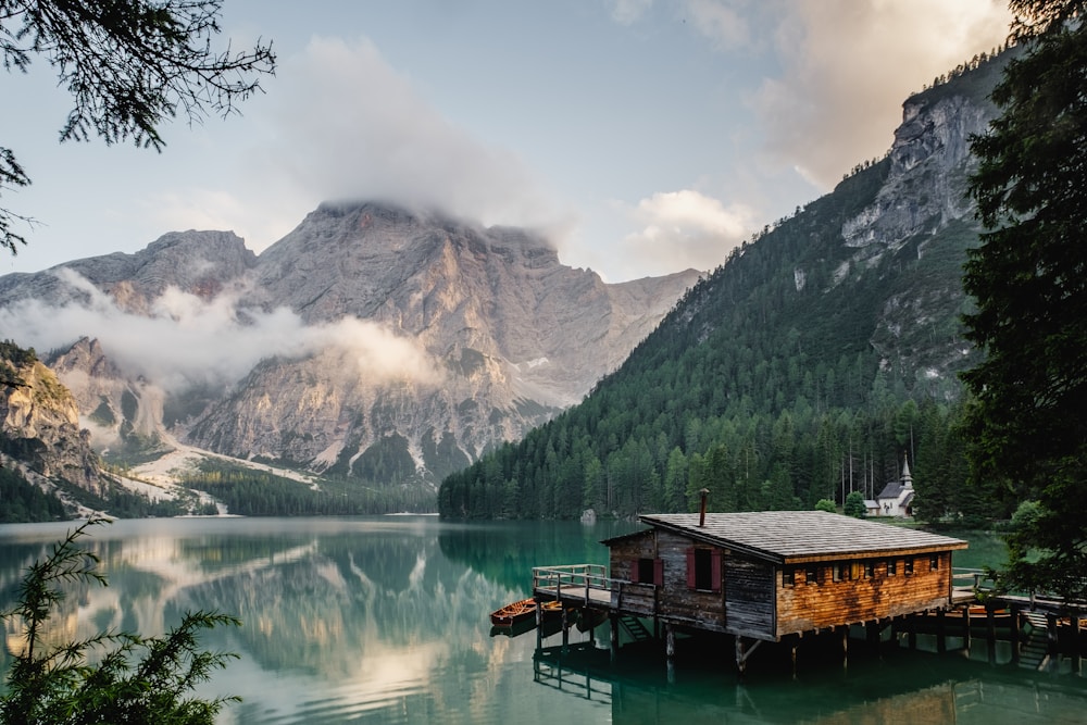 A peaceful mountain lake